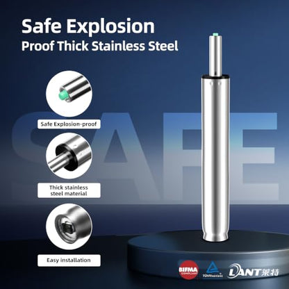 10 Inches to 15 Inches Office Chair Gas Lift Cylinder Replacement, 4.5'' Stroke, Hydraulic Pneumatic Shock Piston, Heavy Duty, Universal Diameter Fit for Most Office Chair, Class 4 (Polished Steel) - color: Polished Steel, size: 4.5'' Travel Length