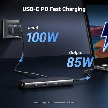 UGREEN 8 in 1 USB C 4K Docking Station Dual Monitor, Triple Display USB C Hub with 2 HDMI, VGA, 2 USB A&C 3.2 Ports, 100W PD, Compatible for MacBook, Dell, HP, Lenovo, Surface etc