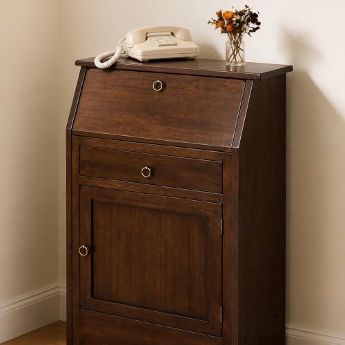 Ergode Walnut Secretary Desk with Fold-Down Table