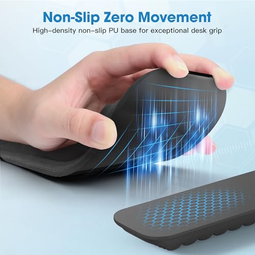 MEKASS Ergonomic Wrist Rest for Keyboard and Mouse, Soft Memory Foam Keyboard Wrist Rest Set with Non-Slip Silicone Base, Easy Typing, Pain Relief, Comfort for Office, Work, Gaming (Classic Black) - style: Black
