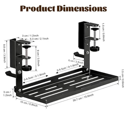 Desk Side Storage Organizer, Clamp-On Laptop Holder & Storage Shelf