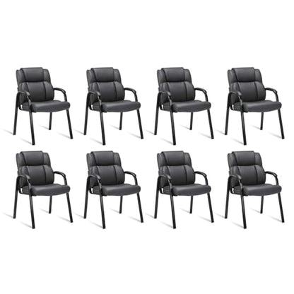 CLATINA Leather Guest Chair with Padded Arm Rest for Reception Meeting Conference and Waiting Room Side Office Home Black 8 Pack - color: Black, size: 8 Pack