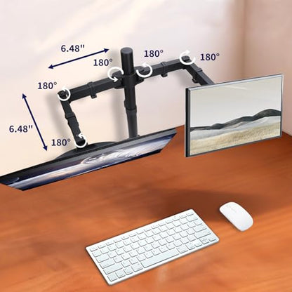 Black Dual Monitor Arm Mount for 13-32 Inch Screens | Ultrawide Screens Up to 38 Inch Fully Adjustable Stand with C-Clamp/Grommet Base Max VESA 100x100 Each Screen Capacity 22lbs - size: Dual Arms for 13"-32"
