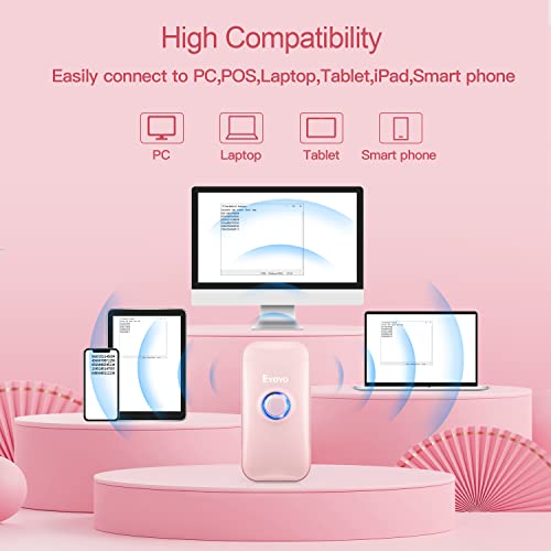 Eyoyo Portable Mini 1D Bluetooth Barcode Scanner Wireless, Pink | 3-in-1 Bluetooth&USB Wired&2.4G Wireless, UPC Bar Code Reader Scanning, Work with Windows, Android, iOS, Tablets or Computers - color: Pink