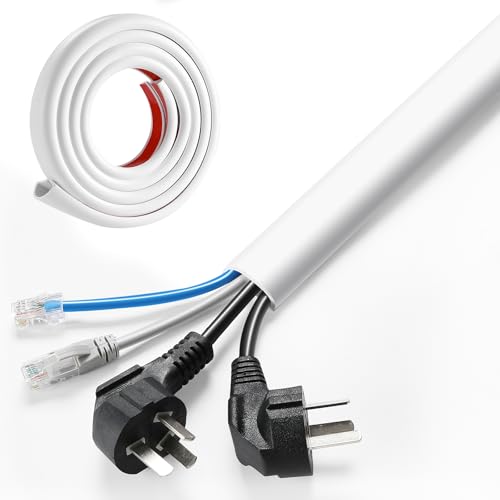 AGPTEK Wall Cord Hider 78 Inch - Self-Adhesive Wire Cover Cable Raceway | Flexible PVC Home Wall Mount TV Cable Concealer Pet Cord Protector Management, Protect Cat Dog from Chewing, W 1.2" H 0.5"