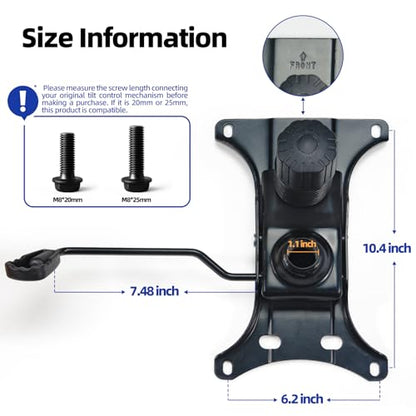 Heavy Duty 500lbs Office Chair Replacement Parts, Swivel Tilt Control Mechanism with 6.2" (W) x 10.4" (L) Mounting Holes, Chair Base for Executive and Gaming Chairs, Black