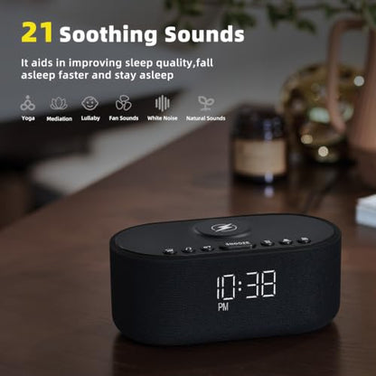 Sound Machine Alarm Clock for Bedrooms with 21 Soothing Sounds