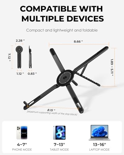 SupeDesk Adjustable Laptop Stand, 3-in-1 Magnetic Stand for Laptop & Tablet - color: Black