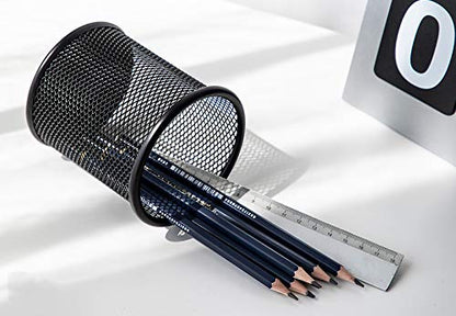 HSYMQ Black Pen Holder Cup for Desk, Pencil Cup Holder, Black Wire Mesh Pen Cup for Desk Office Pen Organizer