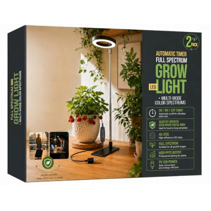 Grow Lights for Indoor Plants, Full Spectrum Halo Grow Light with Base - size: 2Pack