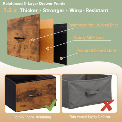 DreamDashio 6-Drawer Rolling File Cabinet for Home Office, Rustic Brown