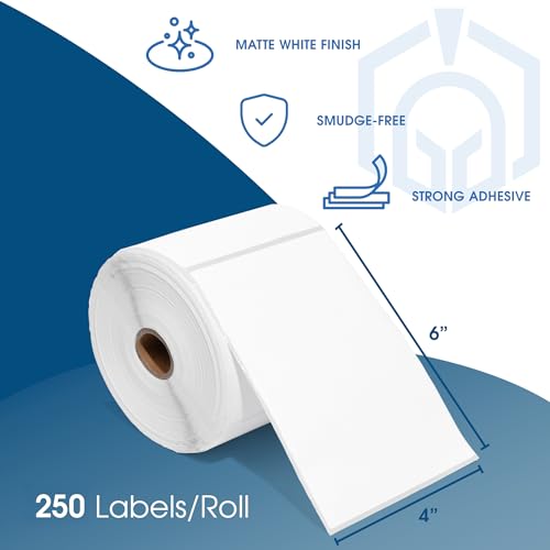 4" X 6" Direct Thermal Labels (2500 Count, 10 Rolls) - Printable Postage - size: 4" X 6"