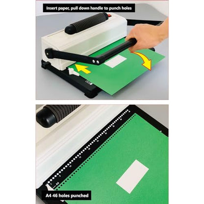 46 Holes Wire Coil Binding Machine, Portable A4/A5 Electric Stapler, 4mm Aperture, Maximum Binding Size 250 Pages, Automatic Punching Machine for Notebook, Office Text