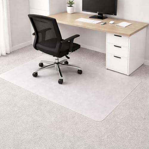 Marvelux Polypropylene Chair Mat for Low Pile Carpets and Carpet Tiles (up to 1/4" Thick), 29” x 46” White Office Carpet Protector, Rectangular, Eco-Friendly, Shipped Flat - size: 29" x 46"