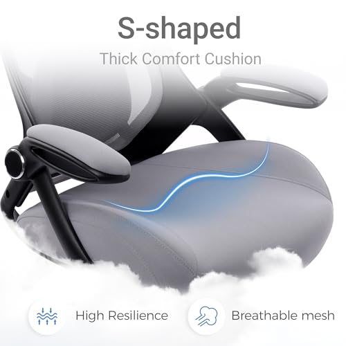 HYLONE 400lbs Heavy Duty Drafting Chair 5" Thickened Seat Office Chair with Flip-Up Armrests Tall Ergonomic Computer Chair with Lumbar Support and Adjustable Footrest Ring Standing Desk Chair(Grey) - color: Dark Drey