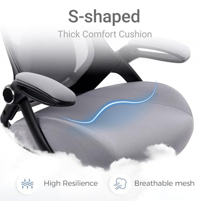 HYLONE 400lbs Heavy Duty Drafting Chair 5" Thickened Seat Office Chair with Flip-Up Armrests Tall Ergonomic Computer Chair with Lumbar Support and Adjustable Footrest Ring Standing Desk Chair(Grey) - color: Dark Drey