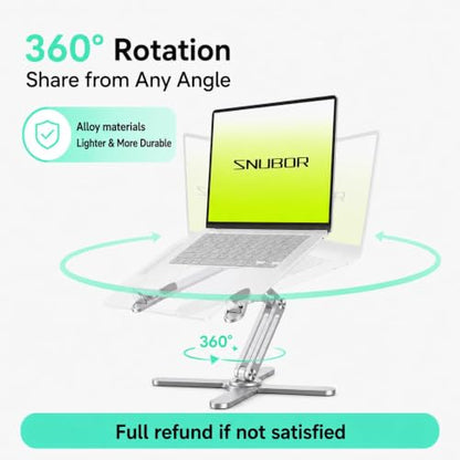 Model-X 3.0 Laptop Stand, Laptop Stand for Desk Adjustable Height, 360 Rotating Laptop Riser Aluminum Portable Foldable Computer Stand for MacBook Pro Air 10–17 inches