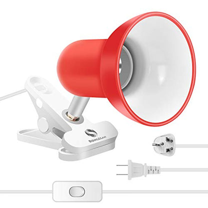 RONG&LAN Clip lamp,360° Rotation Clip on Lamp Portable Book Reading Light,Clamp on Desk/Table/Bunk Bed/Cupboard Home Lighting, (Desk lamp,Seven Colors for Your Choice) (Red) - color: Red