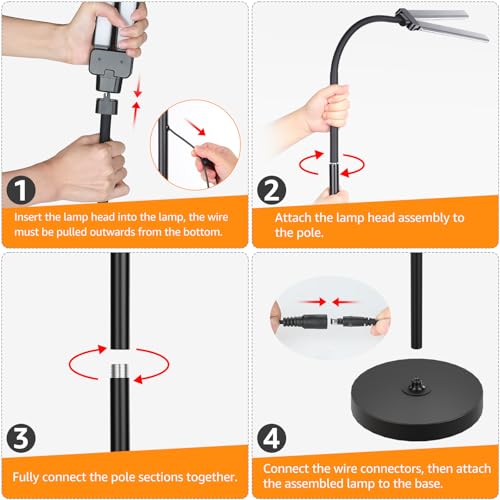 LED Floor Lamp 20W 1400LM Adjustable Neck, Bright Color Changing Light - color: Black