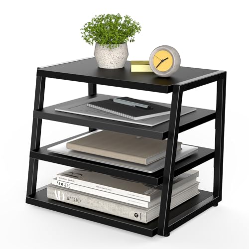 Fenge Desk Shelf Organizer, 4-Tier Tower Desktop Office Shelves, Black - color: Black