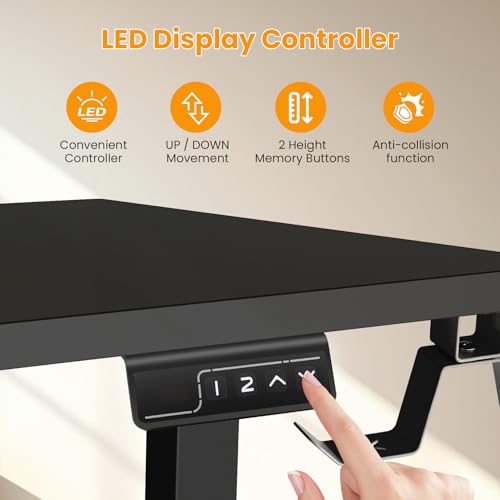 63x55 L Standing Adjustable Desk with 39x18 Mouse Pad, Black | Adjustable Height L Shaped Home Office Gaming Writing Studying Computer Workstation with Hooks - color: Black, size: 63x55in