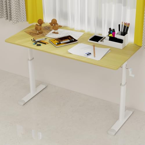 Adjustable Computer Desk, Gaming Standing Desk for Home Office, Small | Height-adjustable computer desk with hand-crank mechanism, double-column support, wide foot stand, suitable for home off - color: A9, size: Wood Iron Wood