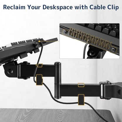 Pole Mount Keyboard Tray - Universal 26 Inch Platform for Keyboard and Mouse, Fits 1.1”–2.4” Poles, Rotation & Tilt Ergonomic Steel Mount Platform with Cable Management, Black
