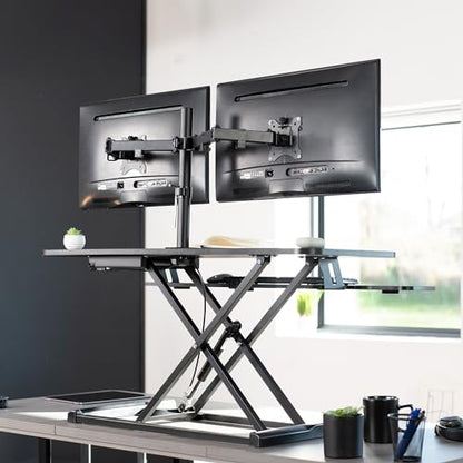 VIVO Black 42 in Standing Desk Converter with Monitor Stand, DESK-V042KB-M2 - color: Black, size: 42"