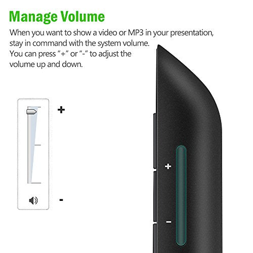 USB Rechargeable RF 2.4 GHz Green Light Presentation Remote, Powerpoint Clicker Wireless Presenter Presentation Clicker Slide Advancer for Mac/Keynote/PC/PPT