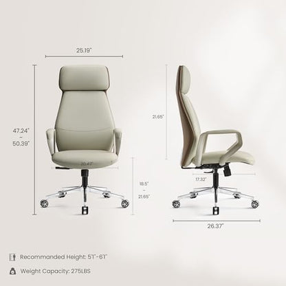 EUREKA ERGONOMIC Aric Executive Office Chair, High Back PU Leather Desk Chair with Lumbar Support, Professional Modern Home Office Chair with Large Headrest & 3-Position Recline(Pack of 10, Beige) - size: Pack of 10