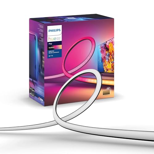 Philips Hue Play Gradient 55" Smart TV Light Strip - Flowing Multicolor LED Color-Changing TV BackLight - Sync with TV, Music, and Gaming - Requires Bridge and Sync Box - Control with App or Voice - size: 55-Inch