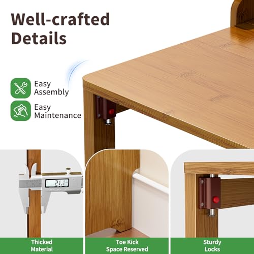 Folding Desk for Small Spaces, Bamboo Foldable Desk with Bookshelf, Brown - color: Brown, size: 47.24"H x 21.65"D x 32.28"W