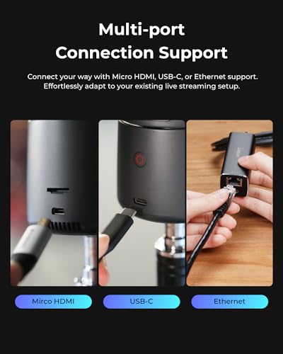 OBSBOT Tail Air NDI Streaming Camera 4K, AI Tracking PTZ Camera with Intelligent APP, Gesture Control, HDMI/USB-C/Wireless Webcam, Video Camera Live Stream for YouTube, Church, Worship, Creator, etc. | Intelligent APP, Gesture Control, HDMI/USB-C/Wireless