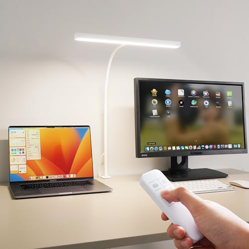 LED Desk Lamp for Office Home, Adjustable Flexible Eye-Caring Desk Light with,5 Modes 10 Brightness Adjustment, USB Adapter Desk Lamp with Clamp-T-W - style: T-White