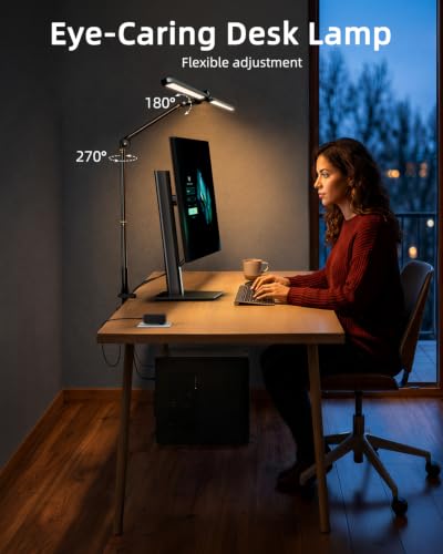 Desk Ring Light with Stand, Sensor Switch Dual Light Head