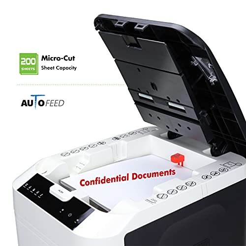 Aurora Commercial Grade 200-Sheet Auto Feed High Security Micro-Cut Paper Shredder/ 60 Minutes/Security Level P-5 - style: 200-Sheet AutoFeed MicroCut