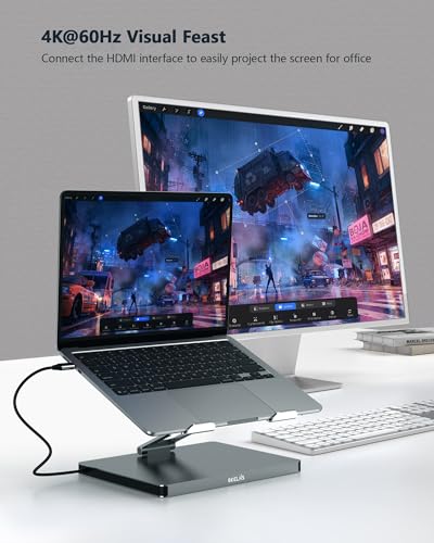 USB C Hub Stand for MacBook Pro, 10 in 1 Adapter for MacBook Air Docking Station with 4K 60Hz HDMI, RJ45 Gigabit Ethernet, SD/TF Card Reader, 4 USB 3.0 for iPad/Dell HP/Surface/Lenovo Laptop Dock