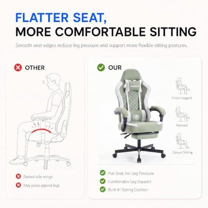 Desk Computer Gaming Chair - High Back Ergonomic Office Chair with Footrest and Lumbar Support, Swivel Comfy Home Gamer Video Game Chairs with Pocket Spring Cushion for Adults (Green Fabric) - color: Classic Green Fabric