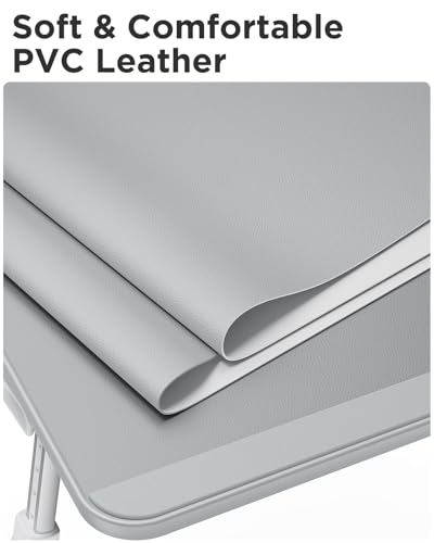 SAIJI Non-Slip Leather Laptop Bed Tray Table,Lap Desk with Laptop Stopper - color: Gray, size: Large
