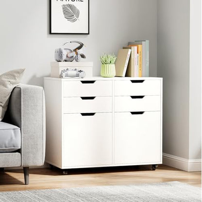 White File Cabinet with 4 Drawers and 2 Doors