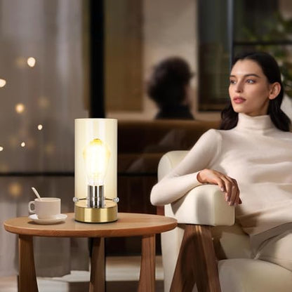 Table Lamp for Bedroom Living Room, Bedside Modern Nightstand Lamp - color: Gold-Clear