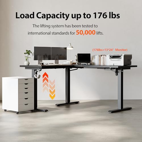 Agilestic L Shaped Electric Standing Desk Adjustable Height, 59Inch, Black - color: Black, size: 59 x 48 Inch