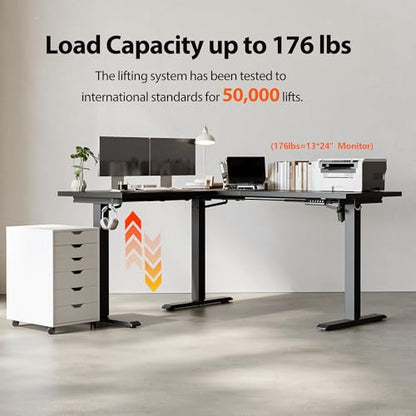 Agilestic L Shaped Electric Standing Desk Adjustable Height, 59Inch, Black - color: Black, size: 59 x 48 Inch