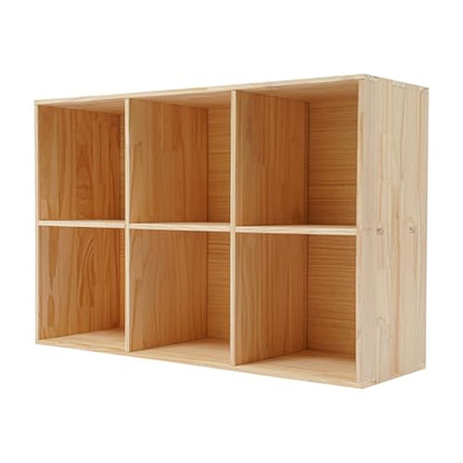 6 Cube Storage Organizer - Solid Wood Bookshelf for Bedroom, Living Room | Vertical or Horizontal Bookshelf Organizer | Open Book Shelf | Easy Assembly | 35.43''Lx11.81''Wx23.62''H (6-Cube) - size: 6-Cube