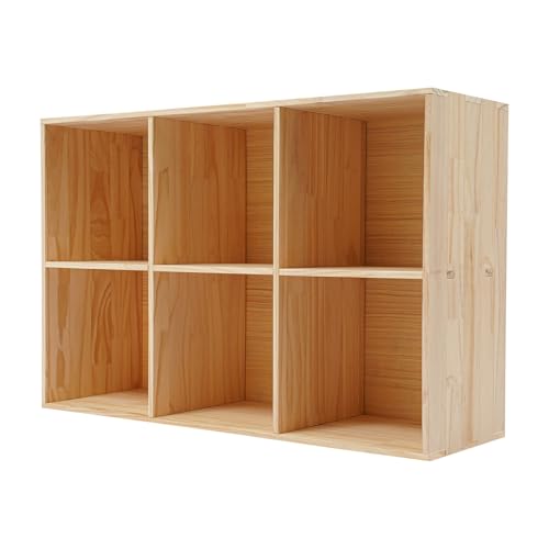 6 Cube Storage Organizer - Solid Wood Bookshelf for Bedroom, Living Room | Vertical or Horizontal Bookshelf Organizer | Open Book Shelf | Easy Assembly | 35.43''Lx11.81''Wx23.62''H (6-Cube) - size: 6-Cube