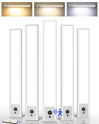 EZVALO 5-Pack Under Cabinet Lighting, 4000mAh Rechargeable Motion Sensor Light, 16.5inch Magnetic Closet Lights with Dimmable & 3 Color Temps, Wireless Motion Activated Lights with Remote for Kitchen - size: 16.5 Inch