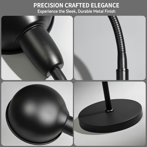 Ruiever Floor Lamp with Flexible Gooseneck and Height Adjustable，Standing Lamp Include Dimmer LED Bulb，Ideal Tall Lamp with Dimmer and Timer Switch for Reading,Bedside and Living Room (Black) - color: Black