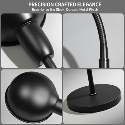 Ruiever Floor Lamp with Flexible Gooseneck and Height Adjustable，Standing Lamp Include Dimmer LED Bulb，Ideal Tall Lamp with Dimmer and Timer Switch for Reading,Bedside and Living Room (Black) - color: Black