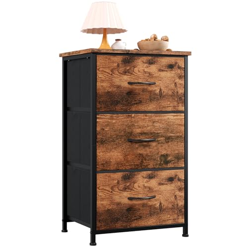 Somdot Small Dresser for Bedroom, 3 Drawer Storage Cabinet, Brown - color: Brown, size: 11.8"D x 16.5"W x 28.1"H (3 Drawers)