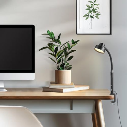 Globe Electric 15" LED Integrated Matte Black Clamp Desk Lamp with Adjustable Silicone Gooseneck - color: Matte Black, Isaac